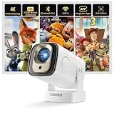 Mini Beamer 4K 1080P Unterstützt, Smart Projector WiFi 6 BT 5.4,Mini Projektor Automatische Trapezialkorrektur,Tragbarer Projektor für Zuhause und draußen,Beamer für HDMI/TV Stick/USB/Laptop,Weiß