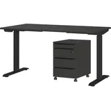 Germania Büromöbel-Set GERMANIA "Mailand, inkl. Schreibtisch (elektr. höhenverstellbar) & Rollcontainer", grau (graphit), B:140cm H:75,05cm T:80cm, Metall, Spanplatte, Arbeitsmöbel-Sets, Büromöbel-Set, Breitenvariante wählbar (140-180 cm), Made in Germany