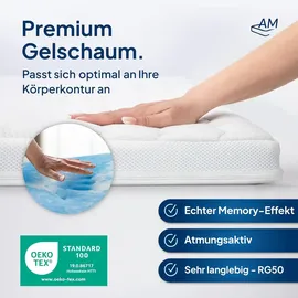 AM Qualitätsmatratzen Komfort Gel Topper Matratzenauflage 140 x 200 cm weiß