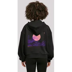 Kapuzenpullover F4NT4STIC "Kanagawa Welle Japan", Damen, Gr. XXL, schwarz, Obermaterial: 100% Baumwolle, casual, oversize, Langarm, Pullover, Print