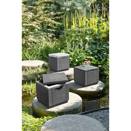 ALLIBERT Cube Sitzhocker 42 x 42 x 39 cm graphitgrau inkl. Kissen
