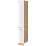 Vicco Apothekerschrank, Weiß Hochglanz, Honigeiche, Holzwerkstoff, 5 Fächer, 2 Schubladen, Rechteckig, 30x206.8x57.2 cm, Küchen, Küchenmöbel, Küchenschränke, Apothekerschränke