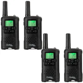 casativo-tech Casativo 4er-Set Akku-PMR-Funkgerät, Gürtelclip & Taschenlampe, Walkie Talkie mit 10km Reichweite, 8 Kanäle, Ladestation, 8 Stunden Sprechzeit