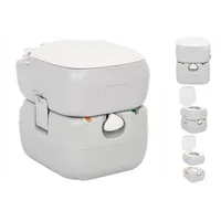 vidaXL Campingtoilette Camping-Toilette Tragbar, Grau Weiß HDPE