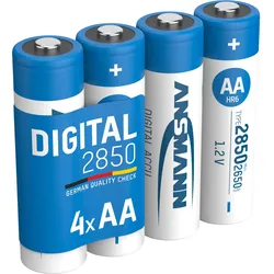 Akku Mignon AA. 4 Stück. 2650 mAh 1.2V Ni-MH. hohe Kapazität silber No Size