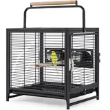 Yaheetech Vogelkäfig Reisevogelkäfig mit Handgriff Vogelvoliere Kleintierkäfig Vogelhaus mit 2 Sitzstangen