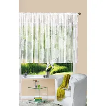 Gardinenbox Gardine Store Jacquard Fabio HxB 175x300 cm Kräuselband Universalband Weiß Kreismuster Transparent Voile Vorhang Wohnzimmer, 13143