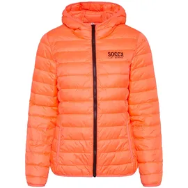 Soccx Damen, Leichte Steppjacke mit Kapuze Neon orange, L - L