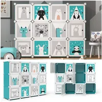 Vicco Kleiderschrank Andy Kinder blau modular 12 Fächer Kleiderstange Steckregal