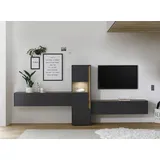 Home Affaire Wohnwand City/Giron, moderne Anbauwand, Komplettset in vielen Farben verfügbar, (Set, 3-St), enthält eine Vitrine & zwei Hängeschränke grau