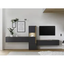 Home Affaire Wohnwand City/Giron, moderne Anbauwand, Komplettset in vielen Farben verfügbar, (Set, 3-St), enthält eine Vitrine & zwei Hängeschränke grau