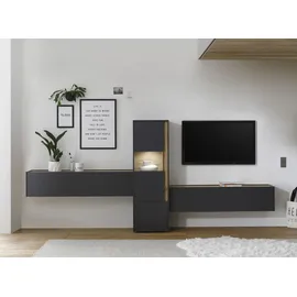 Home Affaire Wohnwand City/Giron, moderne Anbauwand, Komplettset in vielen Farben verfügbar, (Set, 3-St), enthält eine Vitrine & zwei Hängeschränke grau