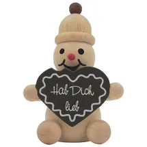 Drechslerei Volkmar Wagner Schneemann Junior mit Lebkuchenherz sitzend