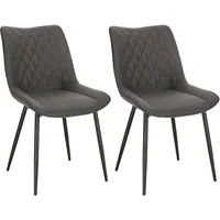 Woltu 2 x Esszimmerstuhl Küchenstuhl Wohnzimmerstuhl aus Stoffbezug BH248dgr-2