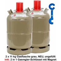 Cago 2x Propan-Gasflasche 11 kg grau Neu, leer, inkl.