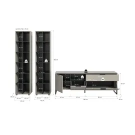 xonox.home Wohnwand – creme – Maße cm B: 305 H: 192