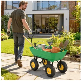 Outsunny Bollerwagen mit Kippfunktion 75 Liter grün