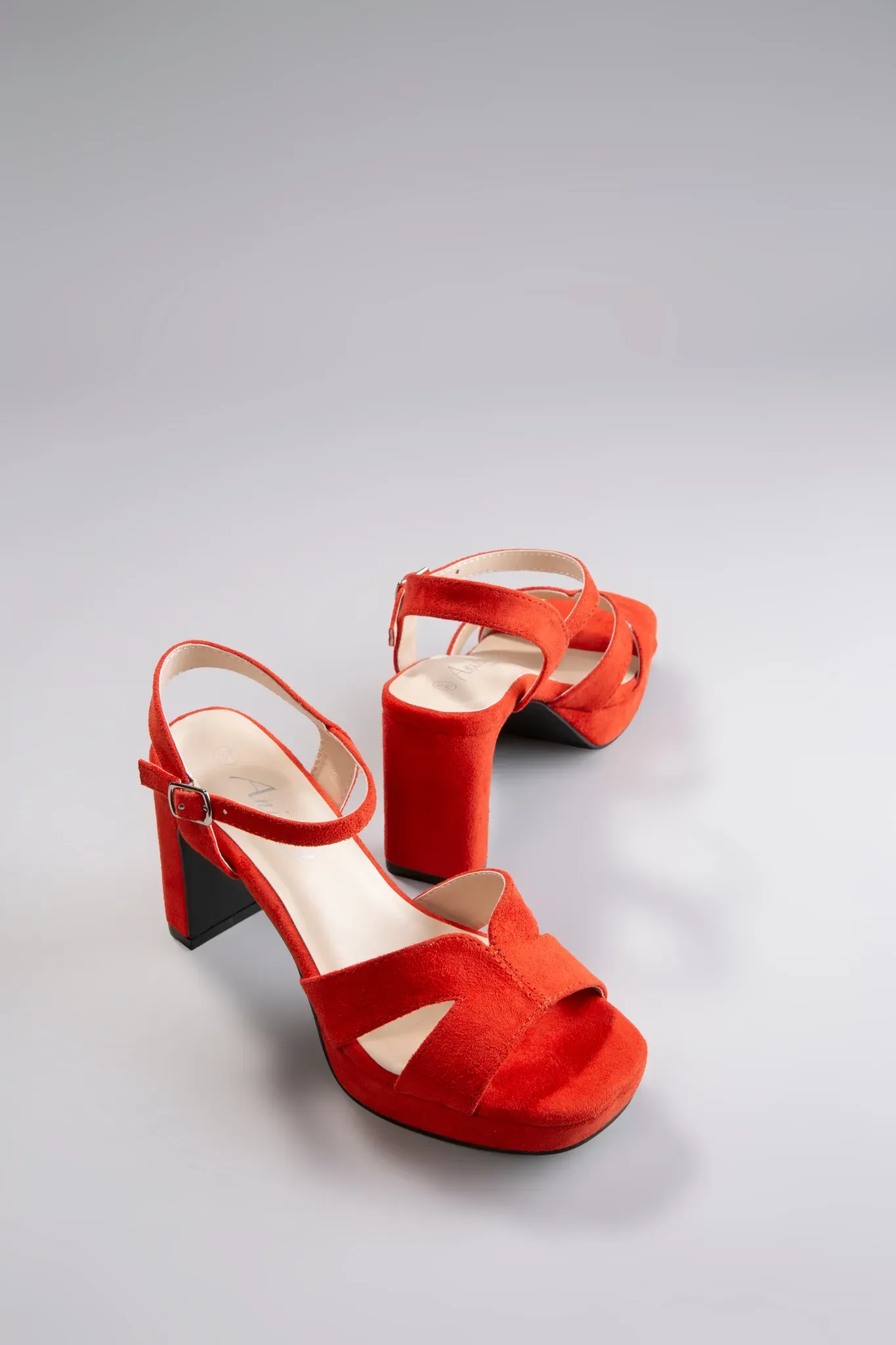 High-Heel-Sandalette ANISTON SHOES, Damen, Gr. 41, rot (orange, rot), Textil, Schuhe Riemchensandale Sandalette, Sommerschuh, Abendsandale, Plateau