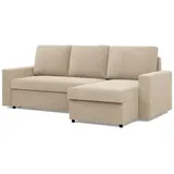mebligo Ecksofa mit Schlaffunktion, Cord - Beige - Creme