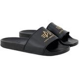 Alpha Industries Alpha Slider Bequeme Badeslipper für Herren Slipper, Black/Yellow Gold, 36 EU