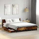 vidaXL Bettgestell mit Schubladen Räuchereiche 120x200cm Holzwerkstoff