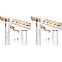Glätteisen Kabellos mit 5000mAh Akku Titan Haarglätter und Lockenstab 2 in 1 Mini Tragbares Reiseglätteisen 3 Einstellbare Temperaturen Schnelleres Erhitzen für alle Haartypen (Weiß) (Packung mit 2)