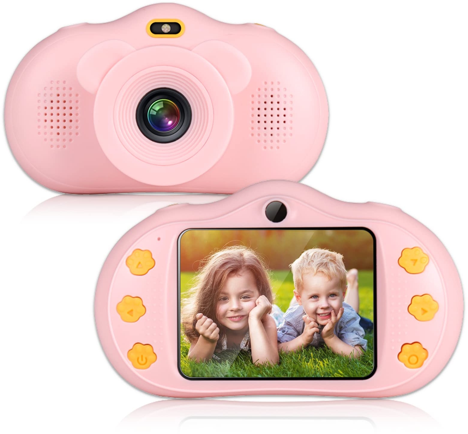 SUPBRO KinderKamera Digitale Kamera mit 32G TF-Karte USB Wiederaufladbare Fotokamera Selfie und Videokamera, Spielzeug Camcorder für Jungen Mädchen Kinder Rose