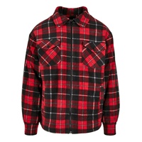 URBAN CLASSICS Herren TB3805-Plaid Teddy Lined Shirt Jacket Jacken, red/Black, S