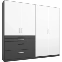 Kleiderschrank RAUCH "Harburg Drehtürenschrank Schlafzimmerschrank mit viel Stauraum", weiß (graumetallic, weiß), B:181cm H:197cm T:54cm, Schränke, Bestseller Schrank Garderobe im Schlafzimmer