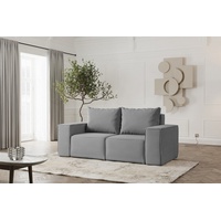 Fun Möbel 2-Sitzer Sofa Designersofa ESTELLE 2-Sitzer in Stoff, Rücken echt bezogen grau