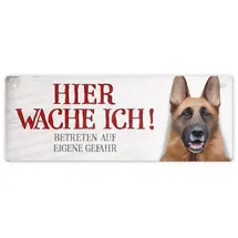 trendaffe Metallschild mit Schäferhund Motiv und Spruch: Betreten auf eigene Gefahr - Hier wache ich!