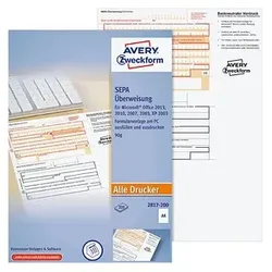 200 AVERY Zweckform SEPA-Überweisungsschein/-Zahlschein Bankformulare
