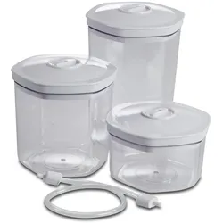 Solis Vakuumierbehälter-Set 3 Stück, 700/1400/2000 ml, Vakuumieren/ Marinieren