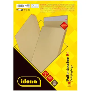 IDENA Faltentaschen Braun DIN B4, 10 Stück