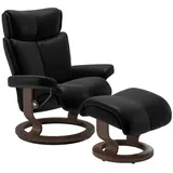 STRESSLESS Sessel mit Hocker Magic Classic Leder Schwarz Batick Black M (Medium)