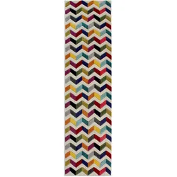 Kadima Design Farbintensiver Geometrie-Teppich mit Präzisionsschnitt `Meon Josh`. 66x230 cm