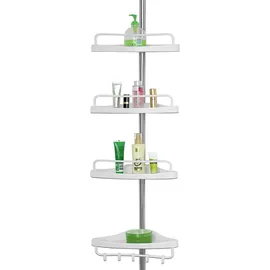 DEUBA Deuba® Teleskop Duschablage ohne Bohren 4 Ablagen 92-306 cm höhenverstellbar Edelstahl silber Duschregal Teleskopregal Bad Regal Eckregal Duschkorb