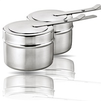 Kerafactum® - 2 Stück Brennbehälter Brennpaste Brennpastenbehälter Behälter für Fondue Speisewärmer oder Chafing Dish 2 teilig aus Edelstahl - chafer fuel holder