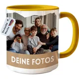 Tasse personalisiert mit eigenem Foto personalisierte Tasse mit Foto Geschenk für Freundin Geschenke Frauen Fototasse bedrucken Muttertagsgeschenk Fototasse Fotogeschenke Kaffeetasse (Gelb)
