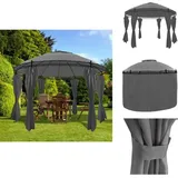 Vidaxl - Gartenpavillion mit Vorhängen Rund 3,5x2,7 m Anthrazit - Gartenpavillon - Partyzelt - Außenbereich - Grillparty - Feier