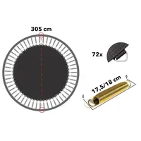 Trampolin Sprungtuch 305 für 72 V-Ringen geeignet für 18 cm Federn | Sprungmatte