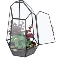 Relaxdays Pflanzenterrarium, Glas & Kupfer, 26x18x15 cm, Glaskasten Kakteen