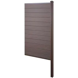 WPC-Sichtschutz Savoie, Windschutz Zaun, WPC-Pfosten zum Einbetonieren ~ Erweiterungselement schmal, 98cm braun