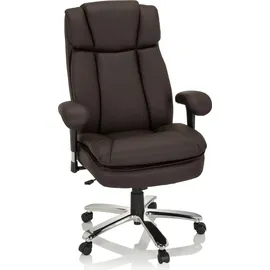 HJH Office XXL Drehstuhl BUILDER XXL I Bürostuhl gepolstert bis 180 kg belastbar mit Armlehnen (höhenverstellbar) Kunstleder für Büro, Zuhause - Braun