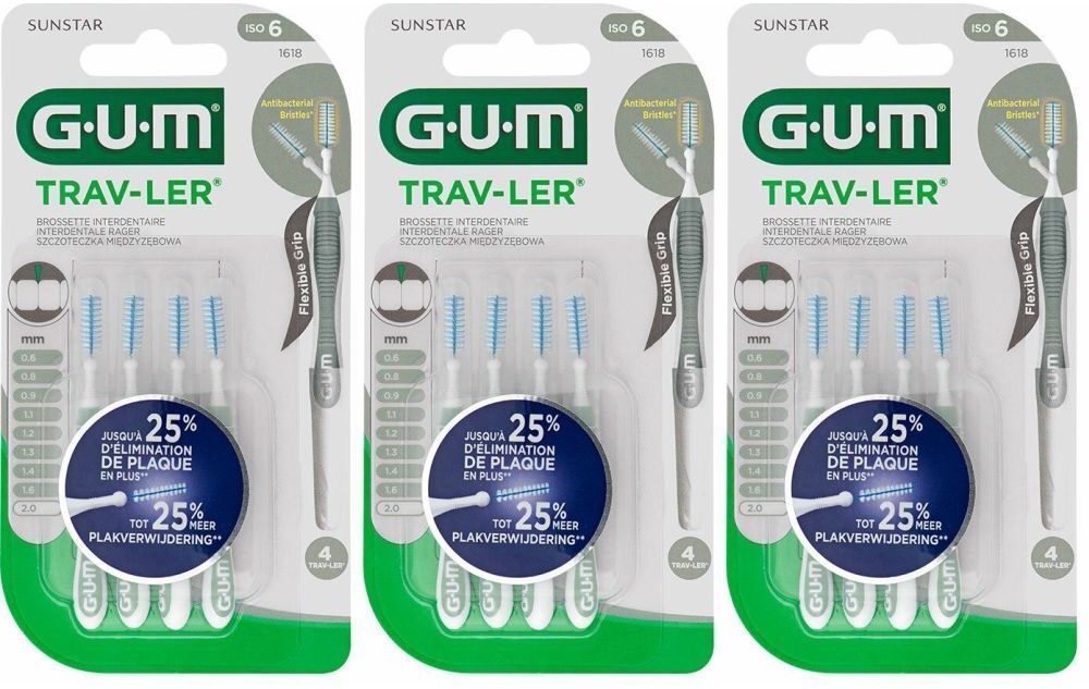 Gum® Proxabrush Trav-ler brossette interdentaire 2 mm 3x4 pc(s) brosse(s) à dents