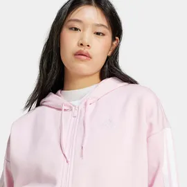 adidas Essentials 3-Streifen Full-Zip Fleece Damen Kapuzensweater, pink - S