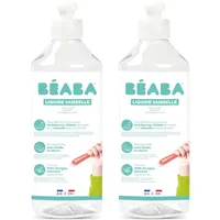 BÉABA BÉABA, Geschirrspülmittel für Babyflaschen und Esszubehör, 100% natürlichen Ursprungs, Parfümfrei, 100% biologisch abbaubar, Packung mit 2x500 ml