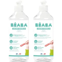 BÉABA BÉABA, Geschirrspülmittel für Babyflaschen und Esszubehör, 100% natürlichen Ursprungs, Parfümfrei, 100% biologisch abbaubar, Packung mit 2x500 ml