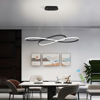 Lanekd LED Pendelleuchte Esstisch Modern Hängeleuchte Wohnzimmerlampe Höhenverstellbar Büro Hängelampe Dimmbar MitFernbedienung Küche Esszimmer Treppenhaus Deko Kronleuchter (Schwarz)