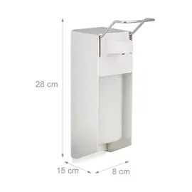 Relaxdays Desinfektionsspender, 2er Set, 500 ml, Eurospender für Desinfektionsmittel & Seife, Wandmontage, silber/weiß